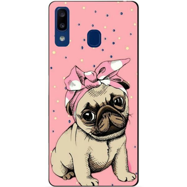 

Силиконовый чехол Candy для Samsung A20 2019 Galaxy A205f с рисунком Мопс в косынке