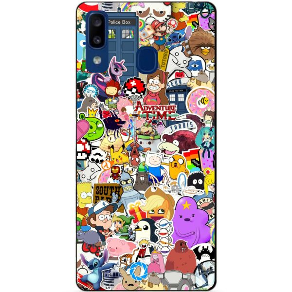 

Силиконовый чехол Candy для Samsung A20 2019 Galaxy A205f с рисунком Стикеры Мультфильмы