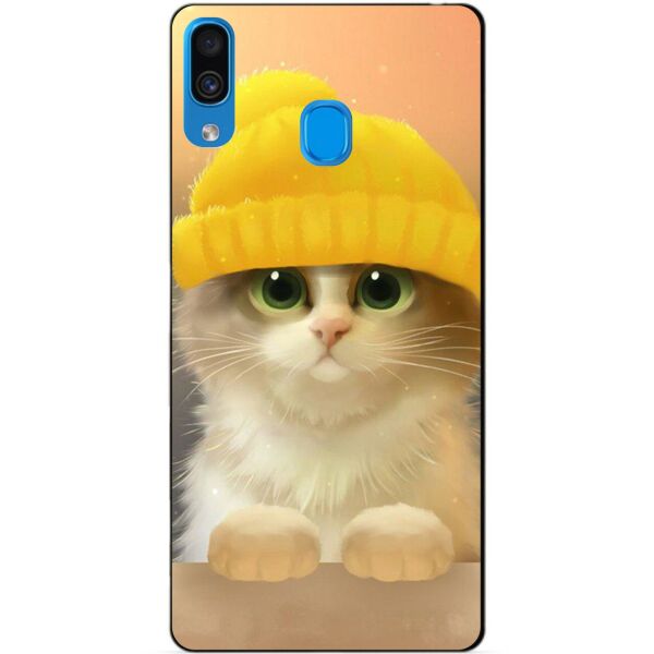 

Бампер силиконовый чехол Candy для Samsung A30 2019 Galaxy A305f с рисунком Котик в шапке