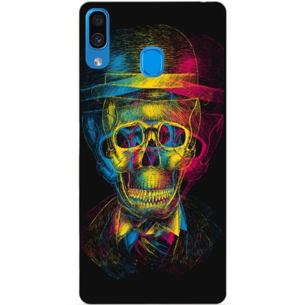 

Бампер силиконовый чехол Candy для Samsung A30 2019 Galaxy A305f с рисунком Неоновый череп