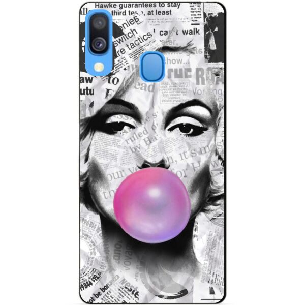 

Бампер силиконовый чехол Candy для Samsung A40 2019 Galaxy A405f с рисунком Монро с жвачкой
