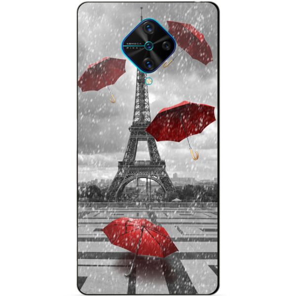 

Силиконовый бампер чехол Candy для Vivo V17 с рисунком Дождь в Париже
