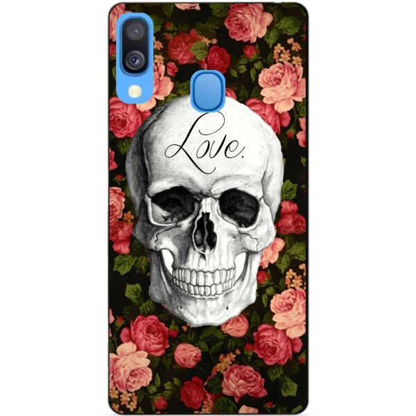 

Бампер силиконовый чехол Candy для Samsung A40 2019 Galaxy A405f с рисунком Череп на цветах