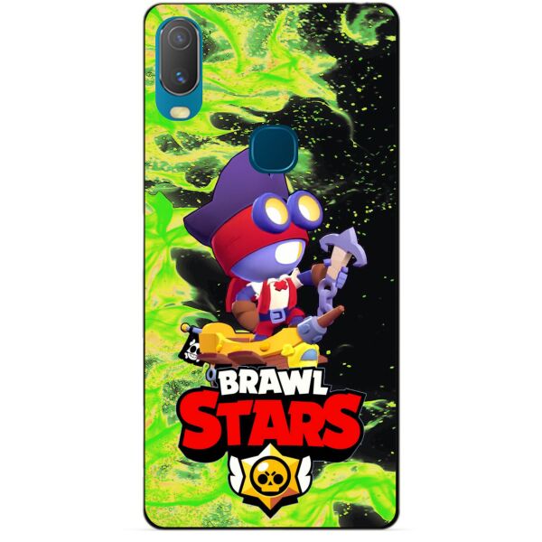 

Силиконовый бампер чехол Candy для Vivo Y11 с Героем Brawl Stars Карл пират