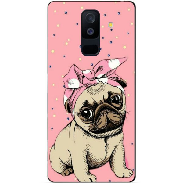 

Силиконовый чехол Candy для Samsung A6 Plus с рисунком Мопс в косынке