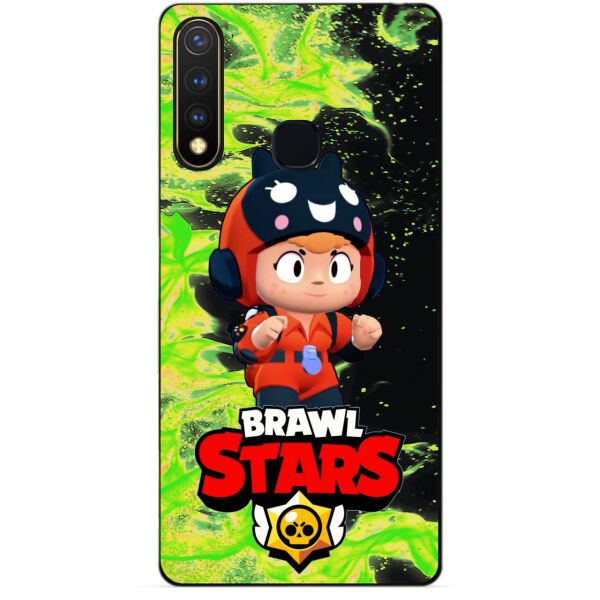 

Силиконовый бампер чехол Candy для Vivo Y19 с Героем Brawl Stars Беа Снайпер