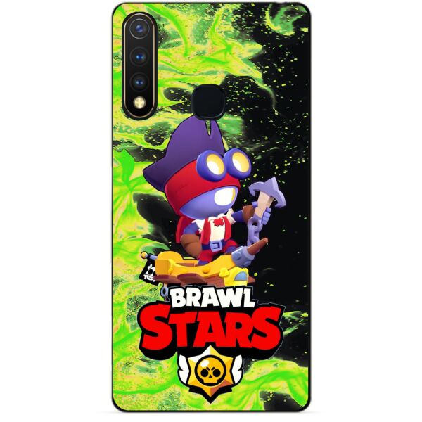 

Силиконовый бампер чехол Candy для Vivo Y19 с Героем Brawl Stars Карл пират