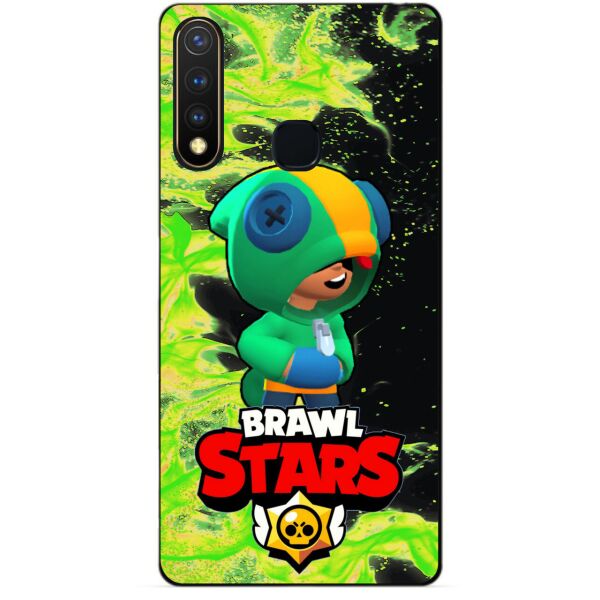 

Силиконовый бампер чехол Candy для Vivo Y19 с Героем Brawl Stars Леон Бравл