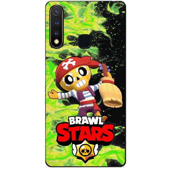 

Силиконовый бампер чехол Candy для Vivo Y19 с Героем Brawl Stars Поко пират