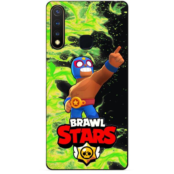 

Силиконовый бампер чехол Candy для Vivo Y19 с Героем Brawl Stars Эль Примо