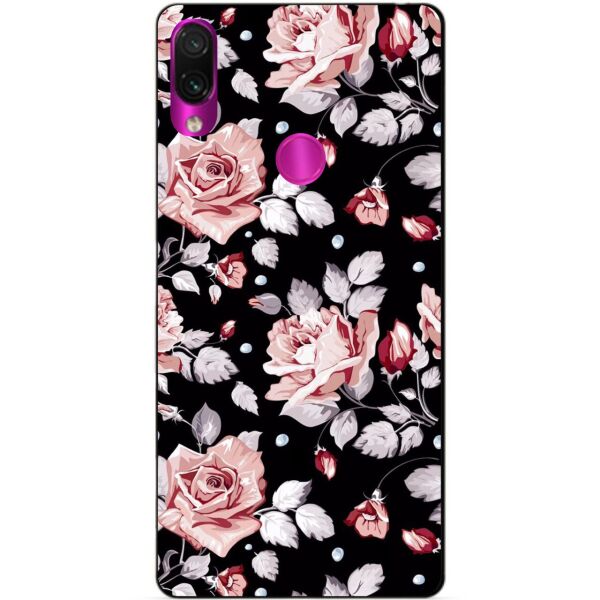 

Бампер силиконовый чехол Candy для Xiaomi Redmi 7 Розы на черном фоне