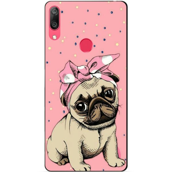 

Силиконовый бампер Candy для Huawei Y7 2019 с рисунком Мопс в косынке