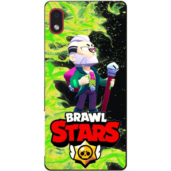 

Силиконовый бампер чехол Candy для Samsung A01 Core с героем Brawl Stars Байрон
