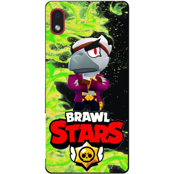 

Силиконовый бампер чехол Candy для Samsung A01 Core с героем Brawl Stars Белый Ворон