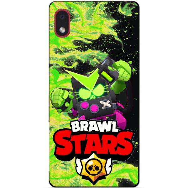 

Силиконовый бампер чехол Candy для Samsung A01 Core с героем Brawl Stars Вирус Бит