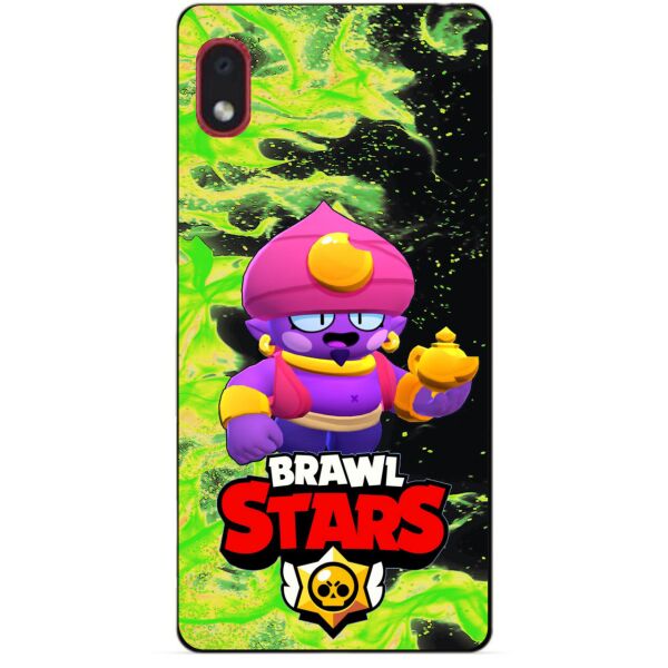 

Силиконовый бампер чехол Candy для Samsung A01 Core с героем Brawl Stars Джин