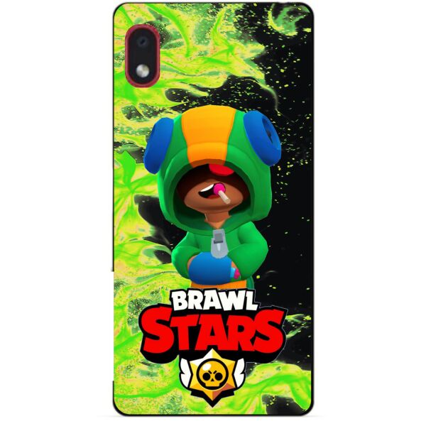 

Силиконовый бампер чехол Candy для Samsung A01 Core с героем Brawl Stars Леон