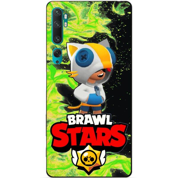 

Силиконовый бампер чехол Candy для Xiaomi Mi Note 10 с Героем Brawl Stars Леон кот