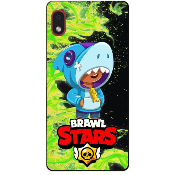

Силиконовый бампер чехол Candy для Samsung A01 Core с героем Brawl Stars Леон акула