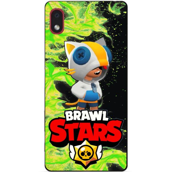 

Силиконовый бампер чехол Candy для Samsung A01 Core с героем Brawl Stars Леон кот