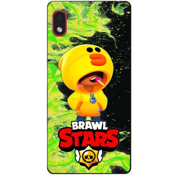 

Силиконовый бампер чехол Candy для Samsung A01 Core с героем Brawl Stars Леон утка