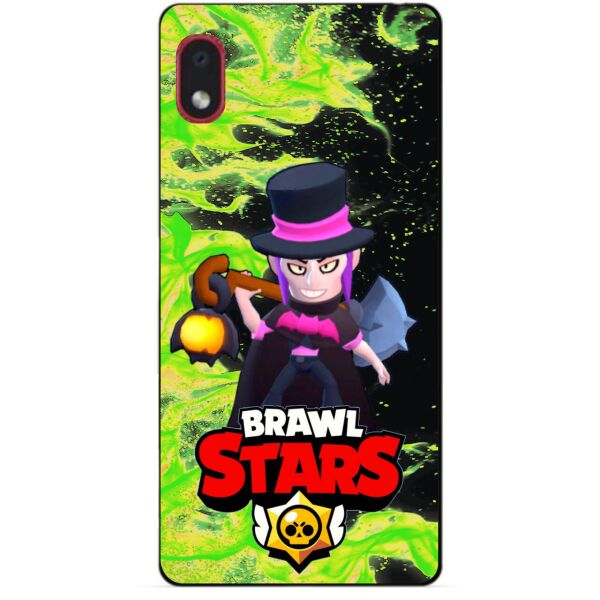

Силиконовый бампер чехол Candy для Samsung A01 Core с героем Brawl Stars Мортис