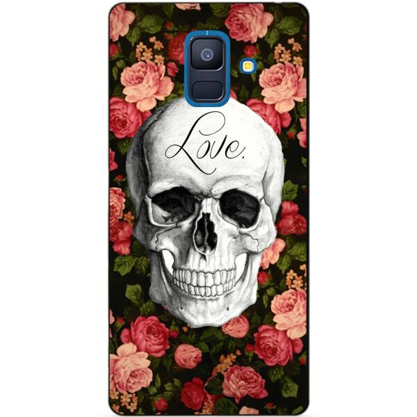 

Силиконовый бампер Candy для Samsung A6 2018 с рисунком Череп на цветах