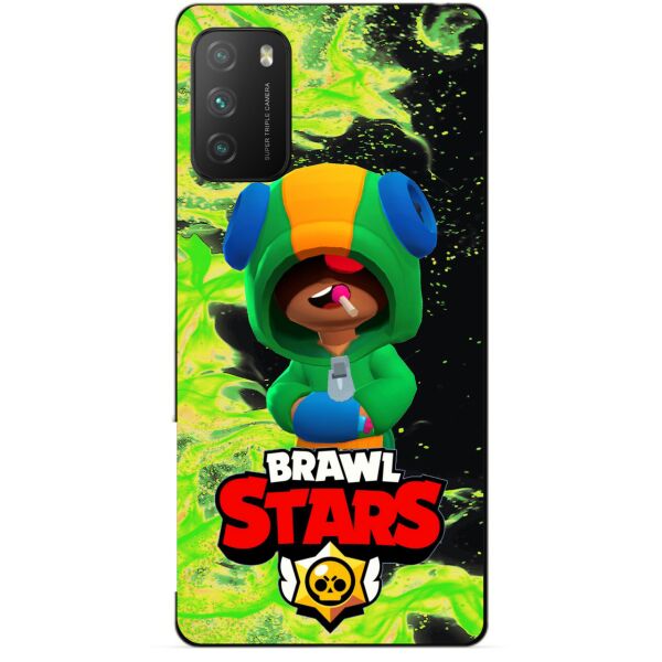 

Силиконовый бампер чехол Candy для Xiaomi Poco M3 с Героем Бравл Старс Леон