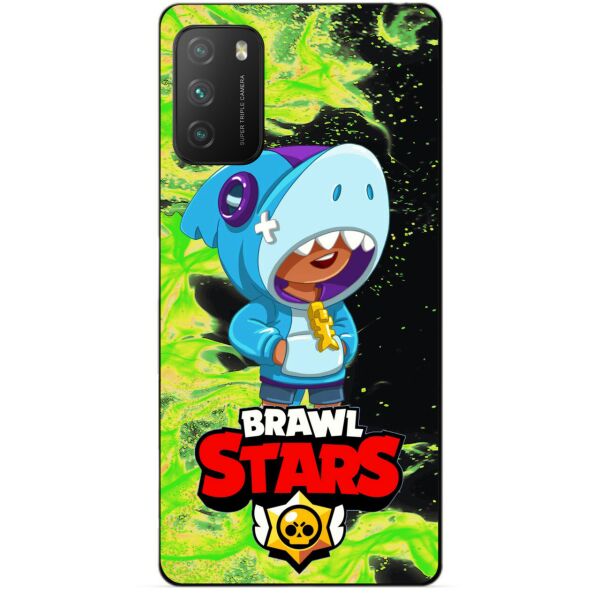 

Силиконовый бампер чехол Candy для Xiaomi Poco M3 с Героем Бравл Старс Леон акула