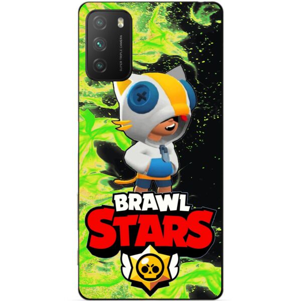 

Силиконовый бампер чехол Candy для Xiaomi Poco M3 с Героем Бравл Старс Леон кот