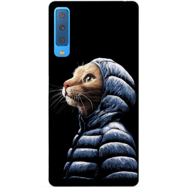 

Силиконовый бампер Candy для Samsung A7 2018 Galaxy A750 с рисунком Кот в куртке