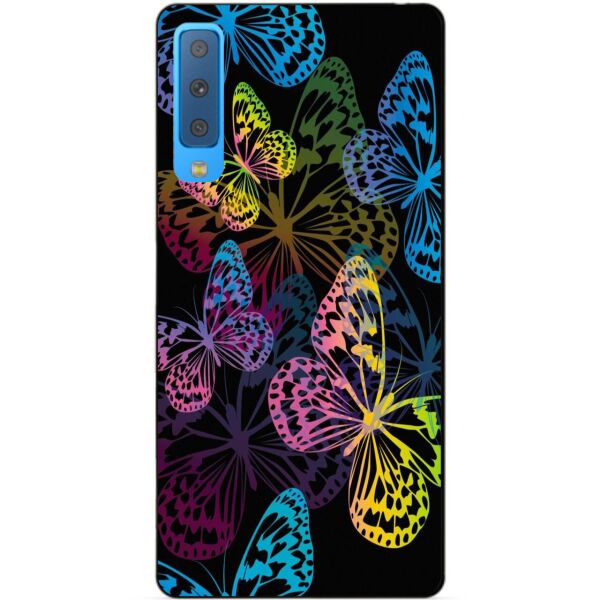 

Силиконовый бампер Candy для Samsung A7 2018 Galaxy A750 с рисунком Неоновые бабочки