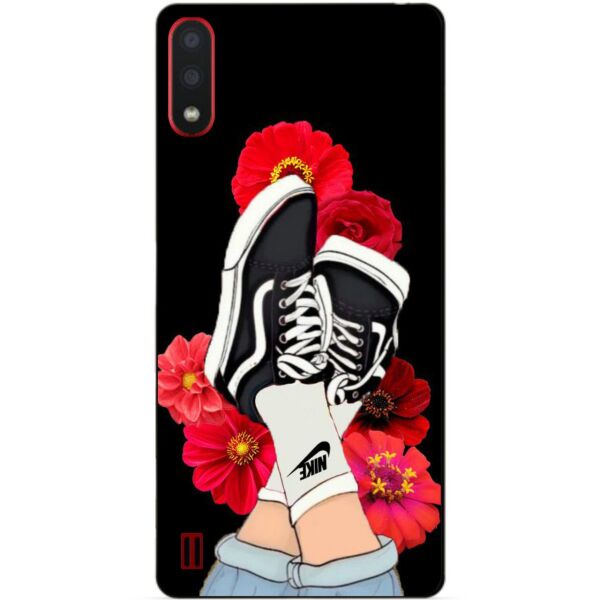

Силиконовый бампер чехол Candy для Samsung A01 Galaxy A015f с рисунком Кеды