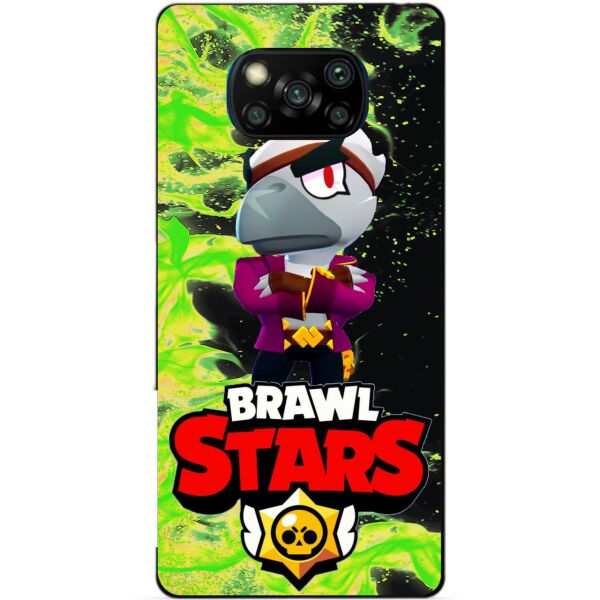 

Силиконовый бампер чехол Candy для Xiaomi Poco X3 с Героем Бравл Старс Белый ворон