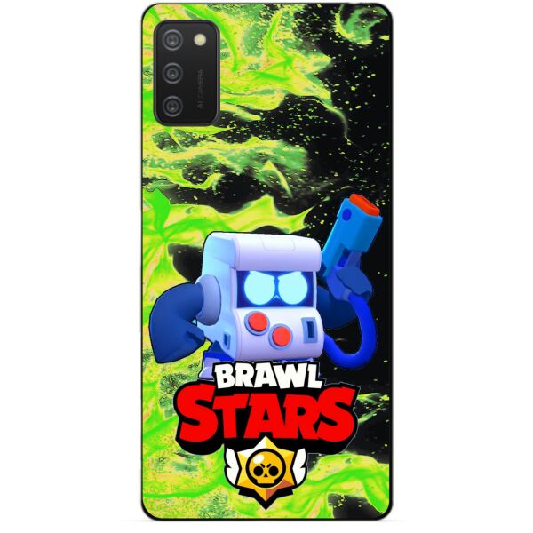 

Силиконовый бампер чехол Candy для Samsung A02s с Героем Brawl Stars 8-Бит