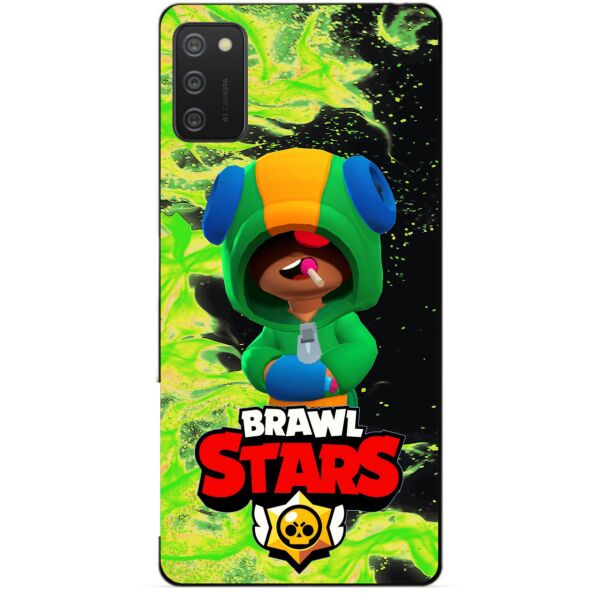 

Силиконовый бампер чехол Candy для Samsung A02s с Героем Brawl Stars Леон
