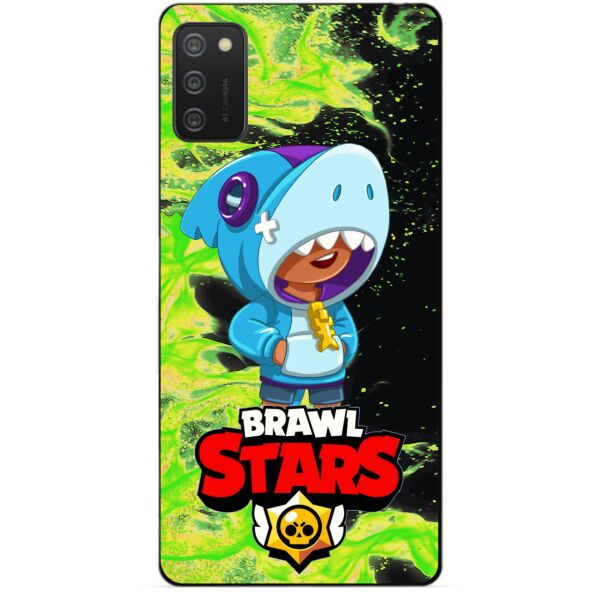 

Силиконовый бампер чехол Candy для Samsung A02s с Героем Brawl Stars Леон акула