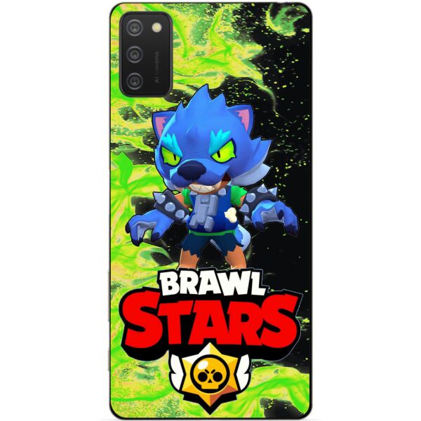 

Силиконовый бампер чехол Candy для Samsung A02s с Героем Brawl Stars Леон оборотень