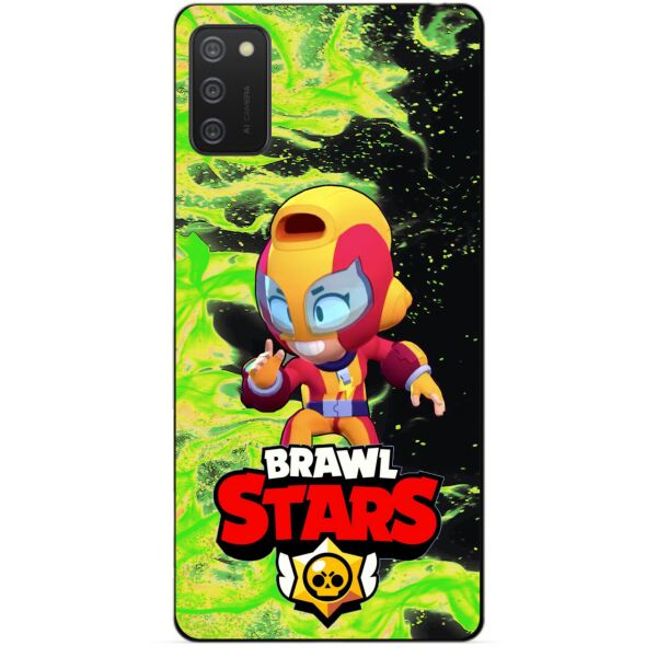 

Силиконовый бампер чехол Candy для Samsung A02s с Героем Brawl Stars Макс