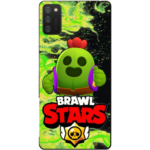 

Силиконовый бампер чехол Candy для Samsung A02s с Героем Brawl Stars Спайк
