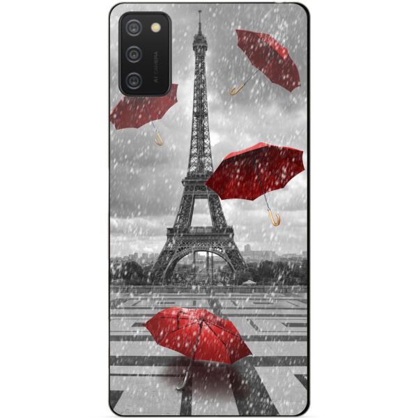 

Силиконовый бампер чехол Candy для Samsung A02s с рисунком Дождь в Париже