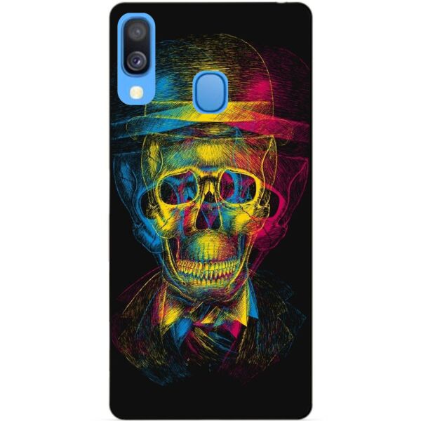 

Чехол силиконовый Candy для Samsung A40 2019 Galaxy A405f с рисунком Неоновый череп