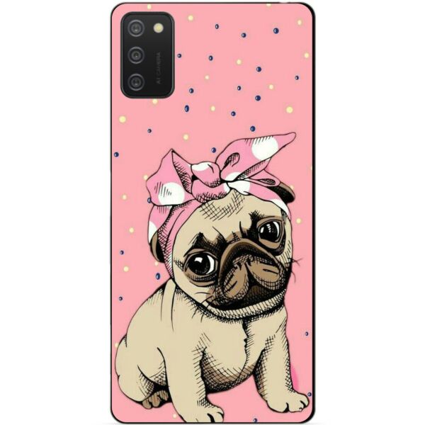 

Силиконовый бампер чехол Candy для Samsung A02s с рисунком Мопс