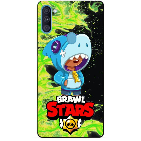

Силиконовый бампер чехол Candy для Samsung A11 Galaxy A115f с Героем Brawl Stars Леон акула