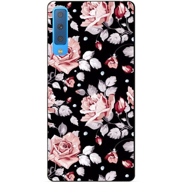 

Чехол силиконовый Candy для Samsung A7 2018 Galaxy A750 с рисунком Розы на черном фоне