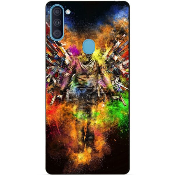 

Силиконовый бампер чехол Candy для Samsung A11 с рисунком Воин