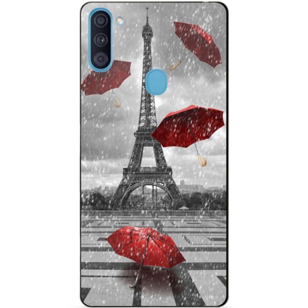 

Силиконовый бампер чехол Candy для Samsung A11 с рисунком Дождь в Париже
