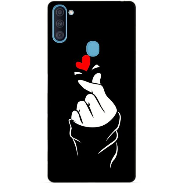 

Силиконовый бампер чехол Candy для Samsung A11 с рисунком Знак любви