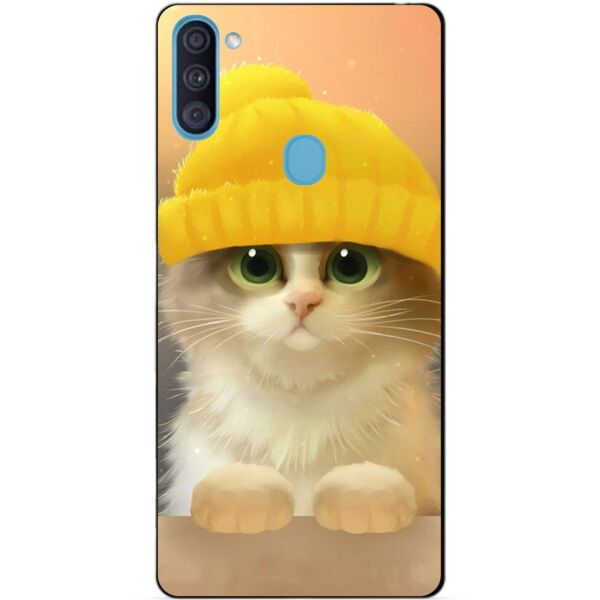 

Силиконовый бампер чехол Candy для Samsung A11 с рисунком Котик в шапке