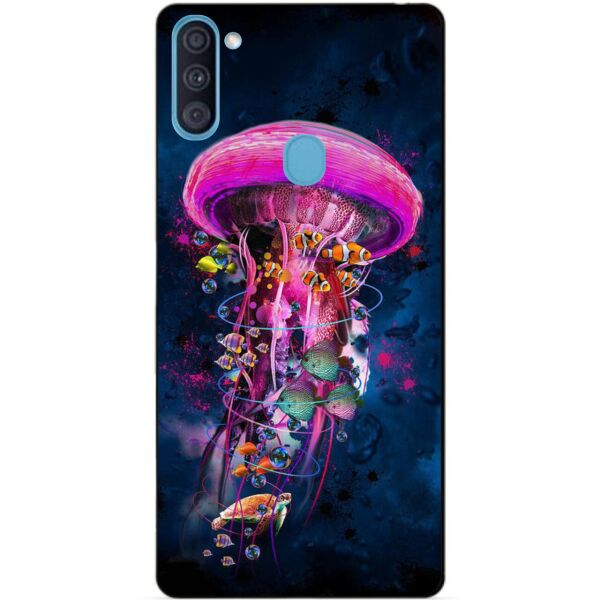 

Силиконовый бампер чехол Candy для Samsung A11 с рисунком Медуза